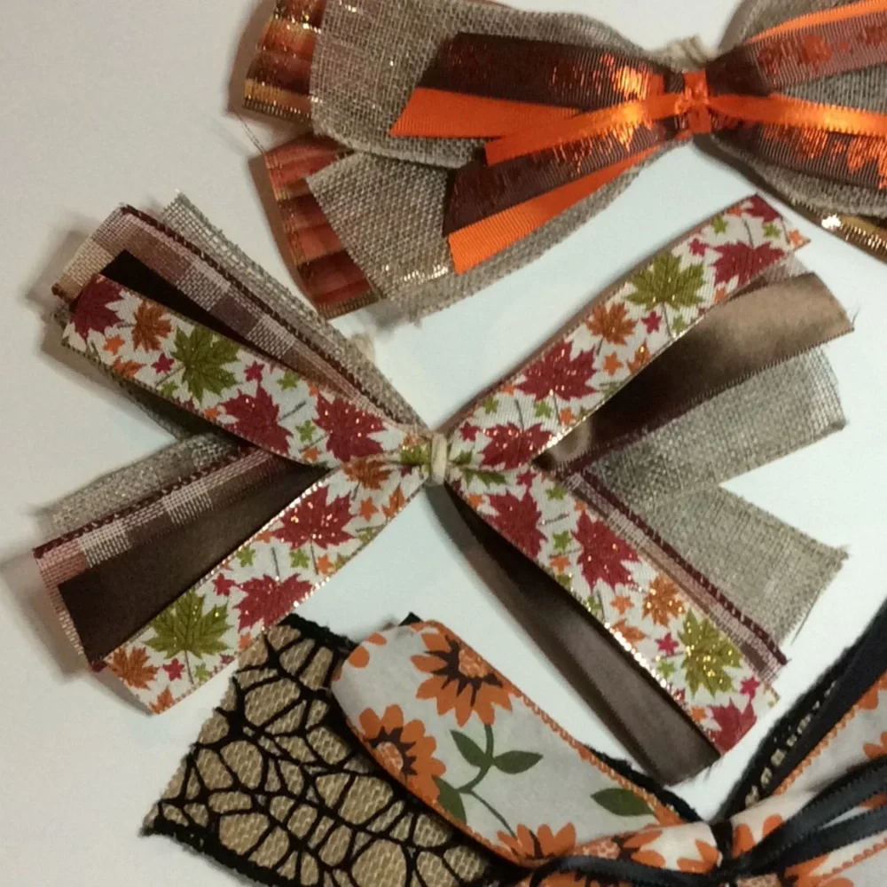 Hand Crafted Bows Fall Ties Back Set of 4